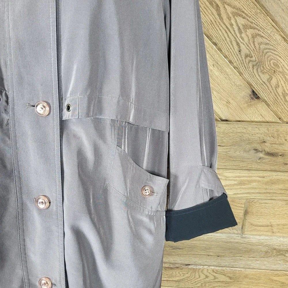 Vintage Y2K Utex Design Trench Coat Womens 8 Longline Duster Taupe Black
